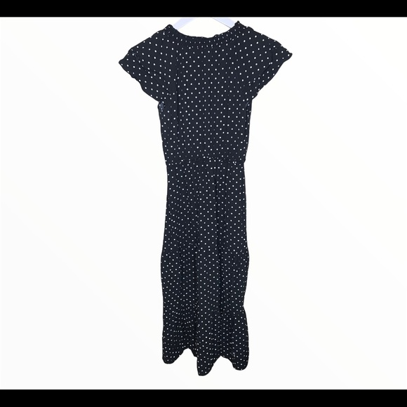 OLD NAVY Layered Ruffle Polka Dot V Cut Maxi Dress With Cap Sleeves Black Sz XS - Picture 9 of 9